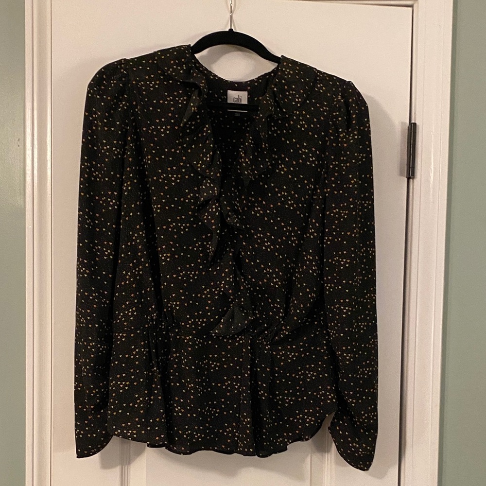 Chic Black and Gold Speckled Blouse